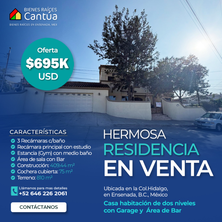 Casa en venta | Estilo y amplitud para disfrutar en familia | Col. Hidalgo, Ensenada