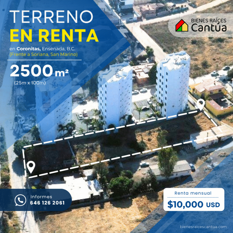 Terreno en renta | Ubicación estratégica sobre carretera | Coronitas, Ensenada, B.C.