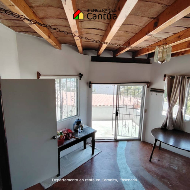 Renta | Departamento con techos de madera y vista abierta | Coronita, Ensenada