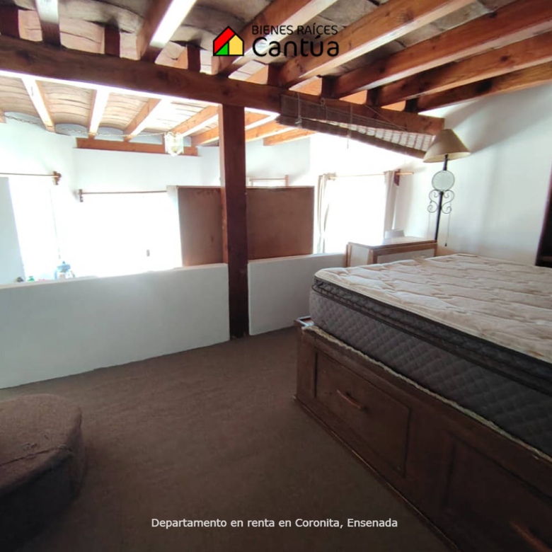 Renta | Departamento con techos de madera y vista abierta | Coronita, Ensenada