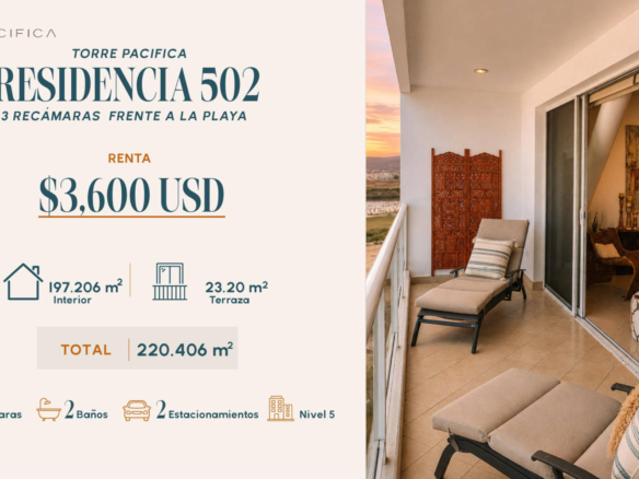Departamento en renta | Vista al mar | Unidad 502, Torre Pacífica, Ensenada